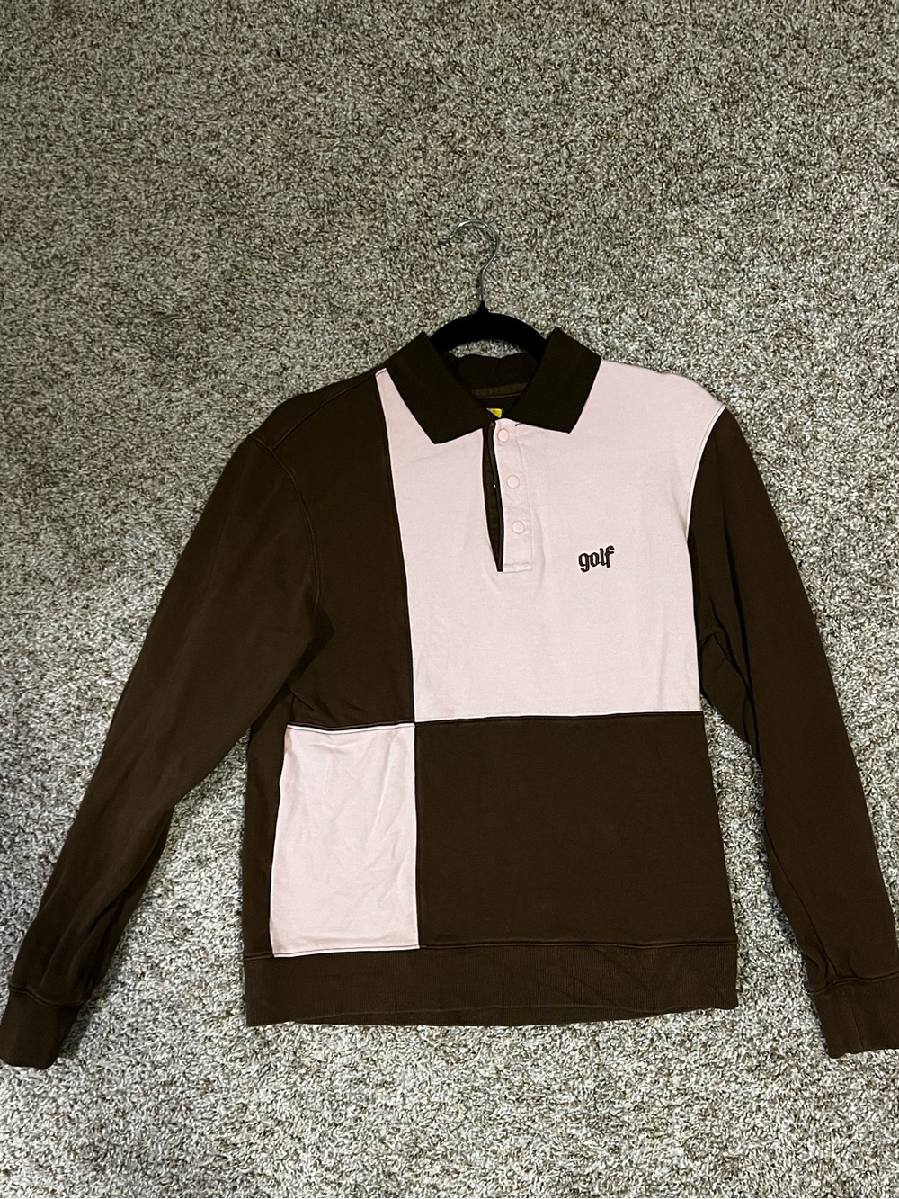 Golf Brown & Pink Colorblock Polo Sweatshirt